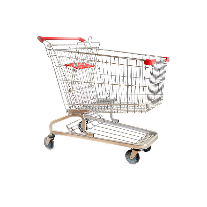 Supermarketový odolný hliníkový skladací nákupný vozík